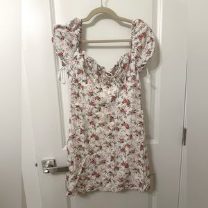 Floral Milkmaid Dress with blue and pink Flowers